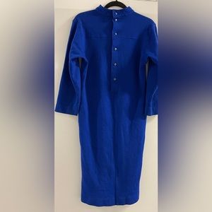 Vintage YSL Yves Saint Laurent Variations Blue Wool Dress